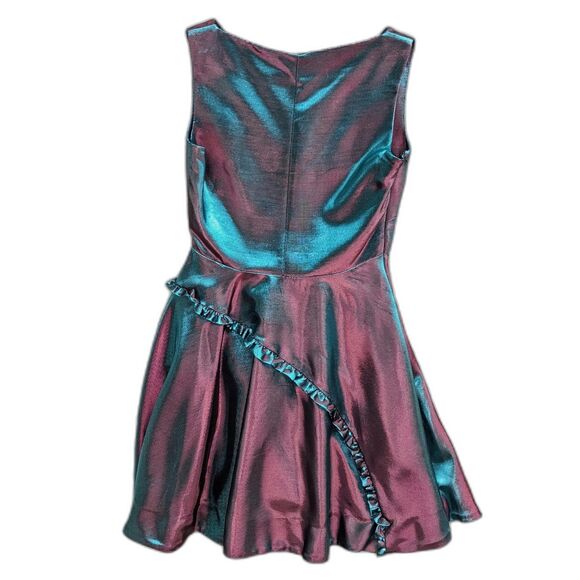 NWT PARAKIAN Formal Metallic Changeable Teal/Burgundy Fit & Flare Dress, Size 4 - Picture 2 of 15